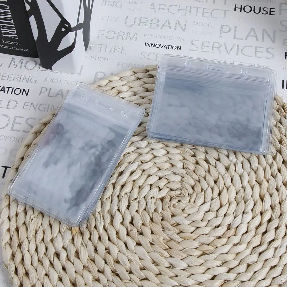 

Lot of 10 Horizontal Transparent Vinyl Plastic ID Card Badge Holder With Zipper High Quality