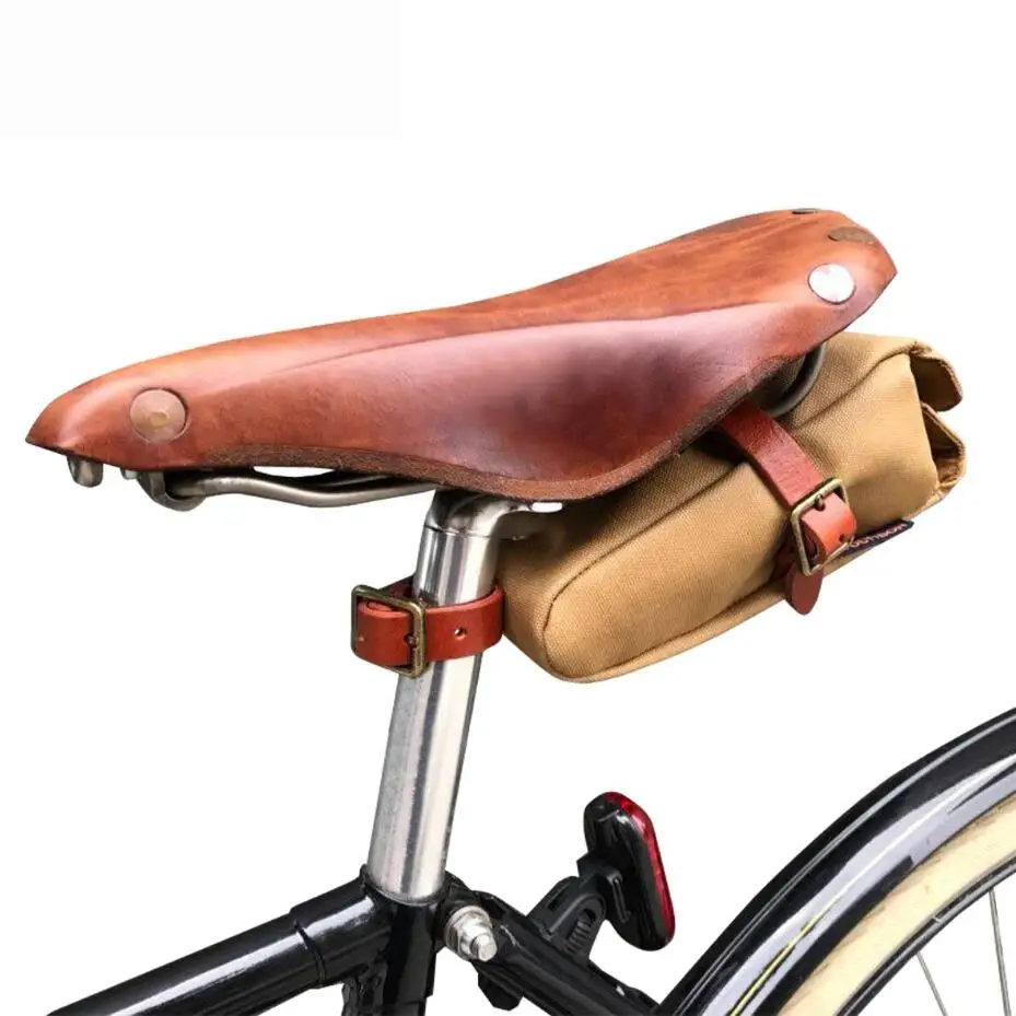 tourbon outdoor vintage bicycle saddle bag bike seat tail pouch phone key case waxed canvas water repellent cycling accessories free global shipping