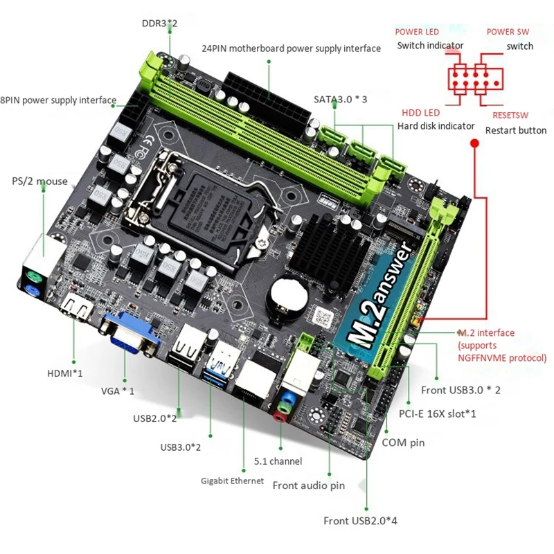 Материнская плата H310C LGA1151 M ATX USB3.0 SATA3.0 M.2 NVME SSD 16 ГБ DDR3 RAM память|Материнские платы| |