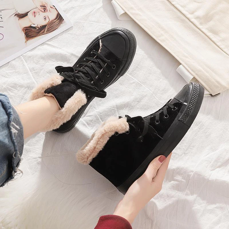 Женская зимняя парусиновая обувь на плоской подошве Женские кроссовки 2020 года