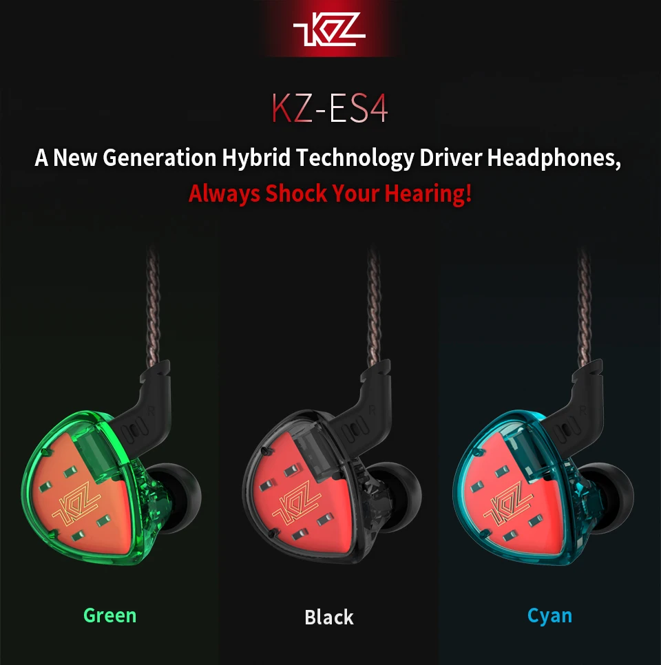 KZ ES4 1BA с 1DD гибридные наушники-вкладыши HIFI DJ Monito спортивные наушники для бега наушники-вкладыши KZ AS10 KZ ZS10 ZSR ZST ZSA ZS6