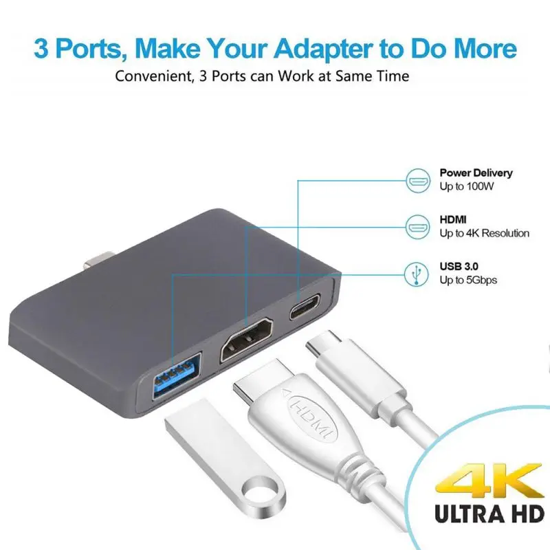 Дизайн 3 usb type C Узловая док-станция в режим HDMI Dex для Samsung Galaxy S8/S9 с PD USB 3,0 для USB-C