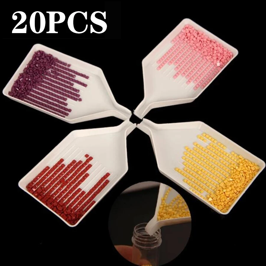 

20 PCS Diamond Painting Tool Diamond Embroidery Accessories Large Capacity Drill Plate Plastic Tray Kits Point Drill Tray