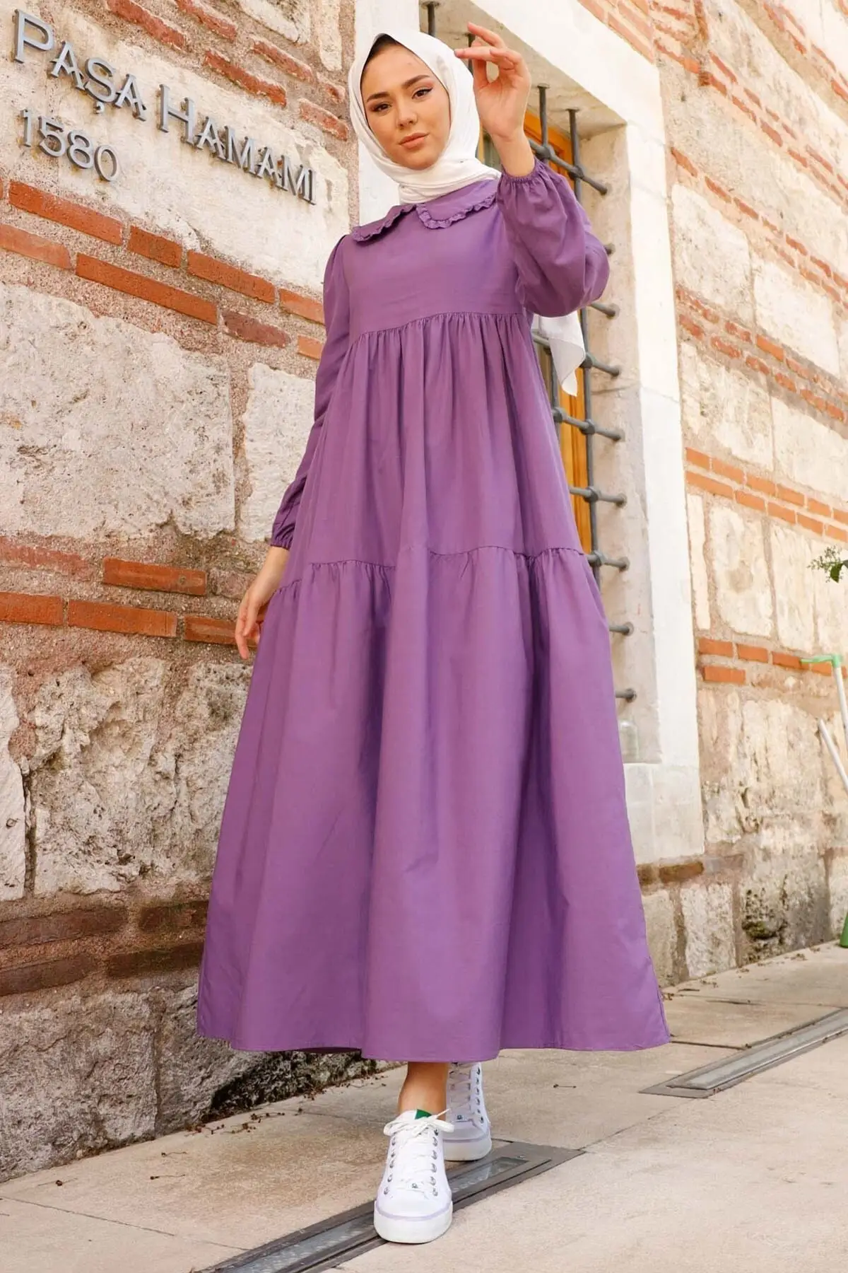 

Baby Collar Dress Floor Floor Fashion Muslim Women Hijab Dress