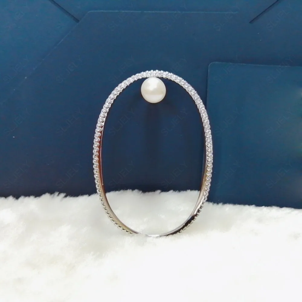 Женские серьги из серебра 925 пробы с крупным жемчугом|Серьги-подвески| |