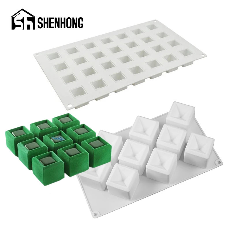 

SHENHONG 9/28 силиконовая форма для шоколада, лоток для льда, квадратные Вогнутые формы для торта, Желейный десерт, инструменты для выпечки