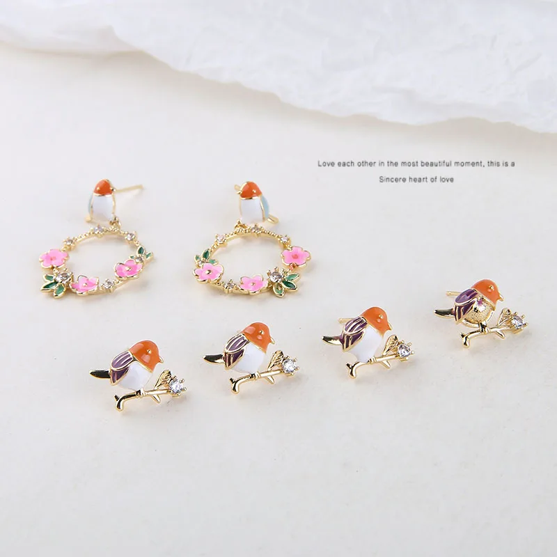 2 шт. медные серьги капельки с птицей Женские Ювелирные изделия дизайн гирлянда