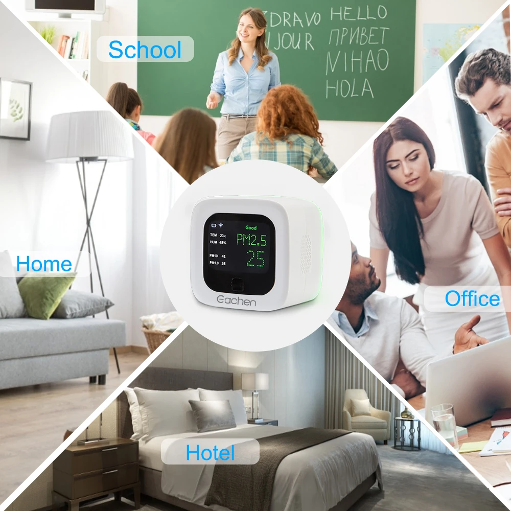 Eachen Smart WiFi PM2.5 датчик температуры и влажности экологический детектор (приложение