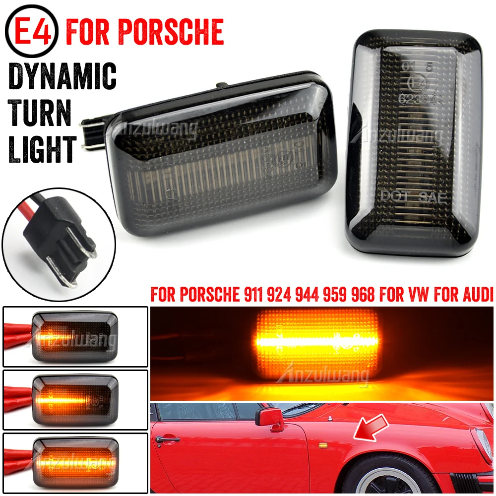 

FOR Porsche 911 Carrera 924/924S 944 959 968 Audi VW Aston Martin Dynamic LED Side Turn Signal Marker Light Lamp Blinker