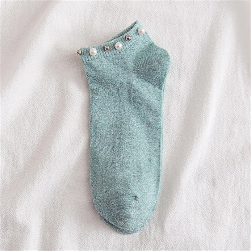 Summer Ankle Socks Women New Korean Japanese Style Designer Cotton Women Sock With Pearl Cute Harajuku Short Sock For Ladies
