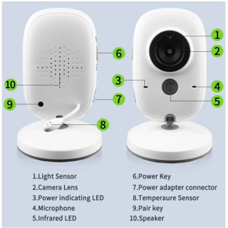 

3.2 inch Wireless Video Color Baby Monitor High Resolution Baby Nanny Security Camera Night Vision Temperature Monitoring