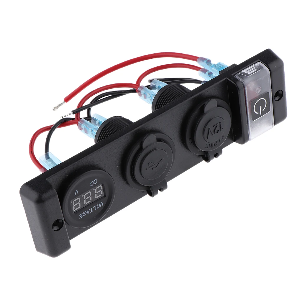 Лодка морской 12VDC двойной USB зарядное устройство гнездо и светодиодный вольтметр