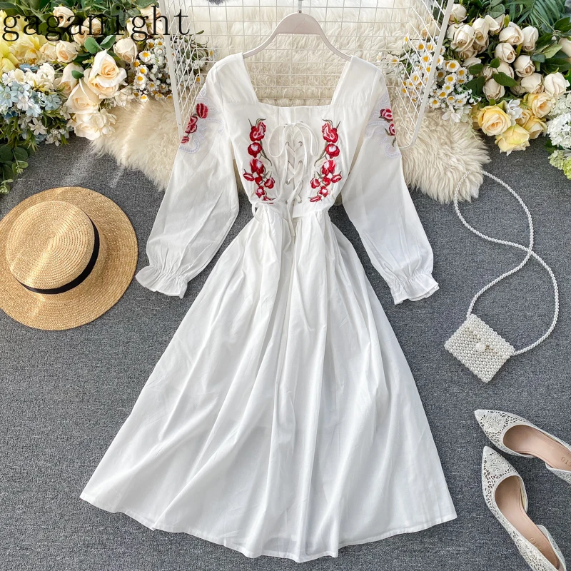 Женские вечерние платья с цветочной вышивкой Gaganight однотонное платье макси