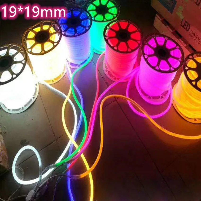 50 м/лот 320 градусов диаметр 19 мм круглый неоновый свет RGB 12 В постоянного тока 24 В 110 В 220 В Светодиодная лента 2835 120 светодиодов/м гибкая веревочная трубка Водонепроницаемая IP65