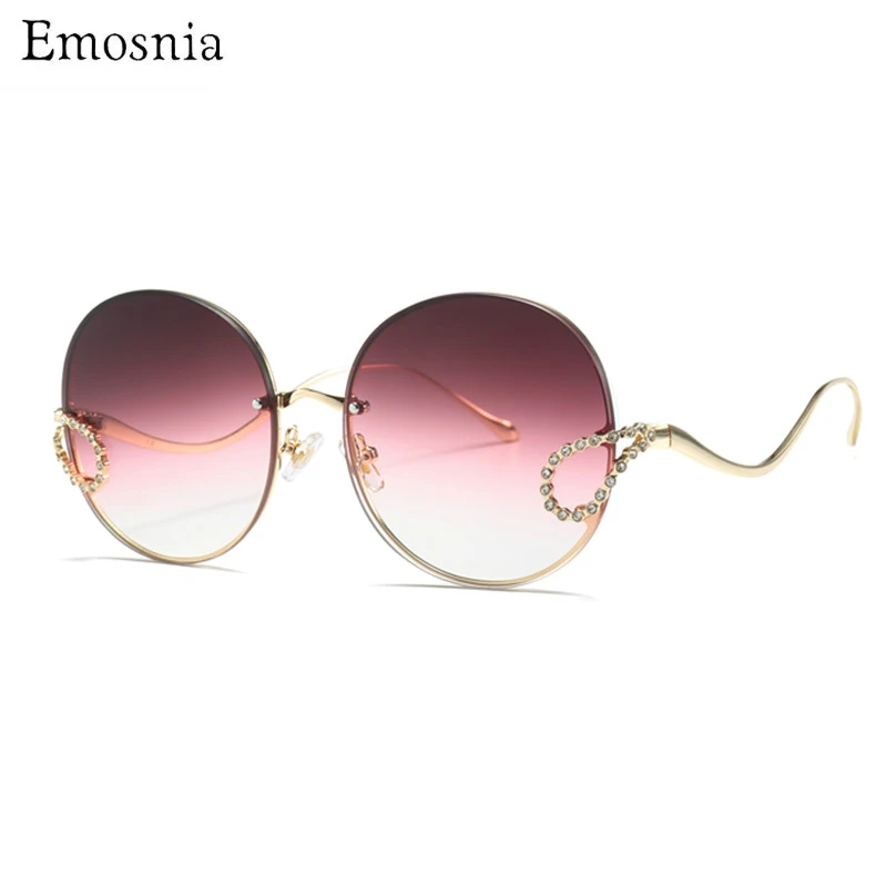 Женские винтажные зеркальные очки круглые металлические с кристаллами и