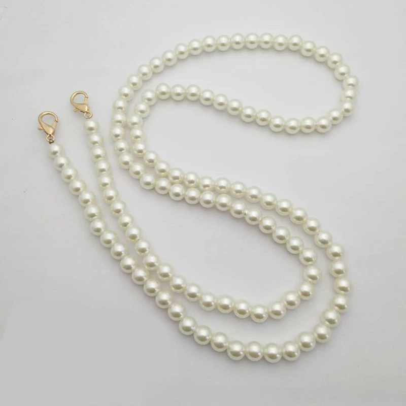 

Imitation Pearls Woven Bag Chain Long Beaded With Buckle Bag Strap Replaceable Simplicity Shoulder Bag Chain Durable Long Chain