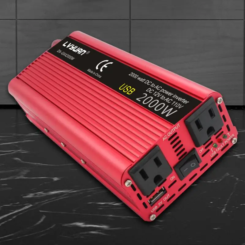 2000W Power Inverter Modified Sine Wave DC 12V To AC 220V Dual USB Car Transformer Convert Universal/US/UK/AU Multiple Socket
2000W Power Inverter Modified Sine Wave DC 12V To AC 220V Dual USB Car Transformer Convert Universal/US/UK/AU Multiple Socket