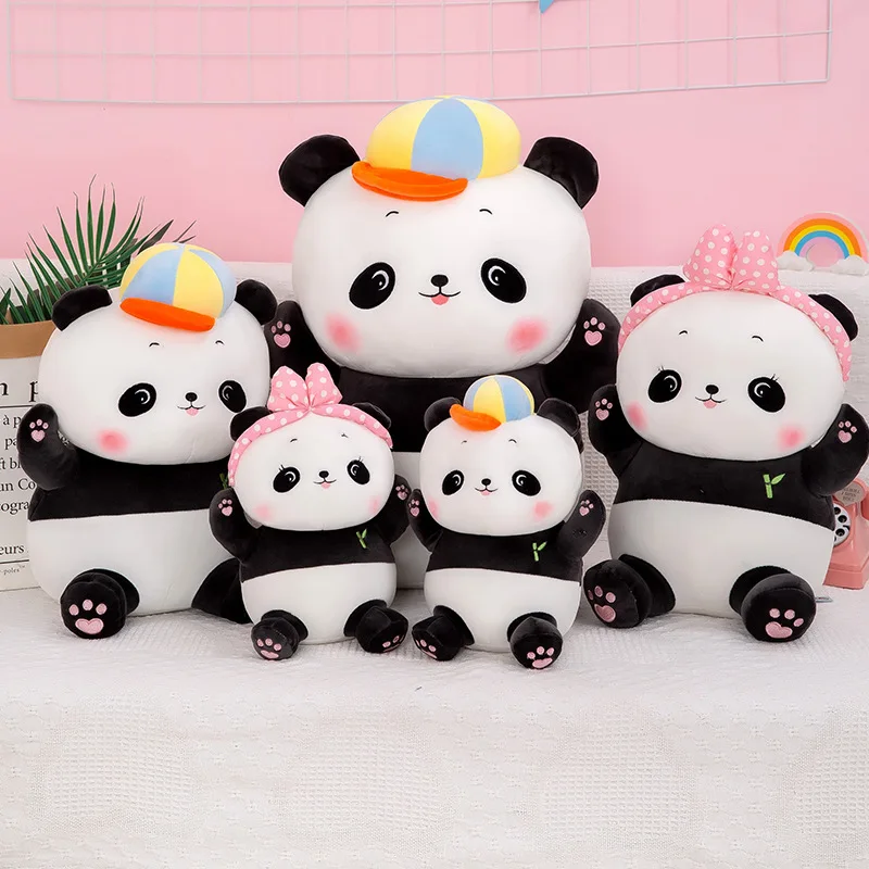 

Kawaii Creativity Cute Plush Dolls Couples National Treasure Panda Animal Figurine Stuffed Toy Four Sided Elastic Kids Gifts