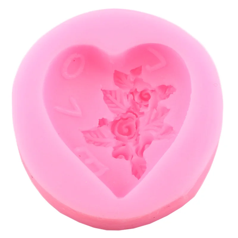 Свадебные любящее сердце Форма с объемными цветами в силиконовые формы торт