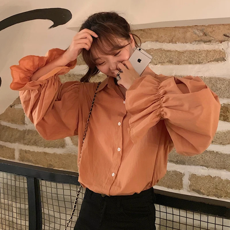 Long Sleeve Shirts Fashion Brand Women's Clothing Autumn Korean Preppy Style Loose Tops Ulzzang Ladies Blusas Mujer De Moda | Женская