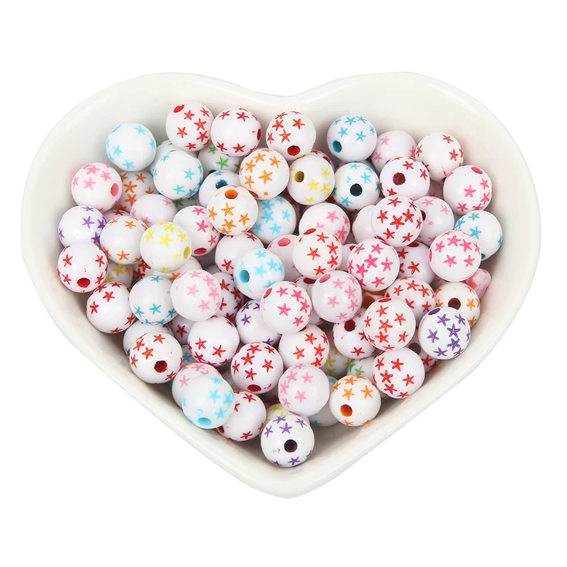 100 шт. круглый белый Морская звезда акриловые бусины 8 мм для ювелирной маркировка