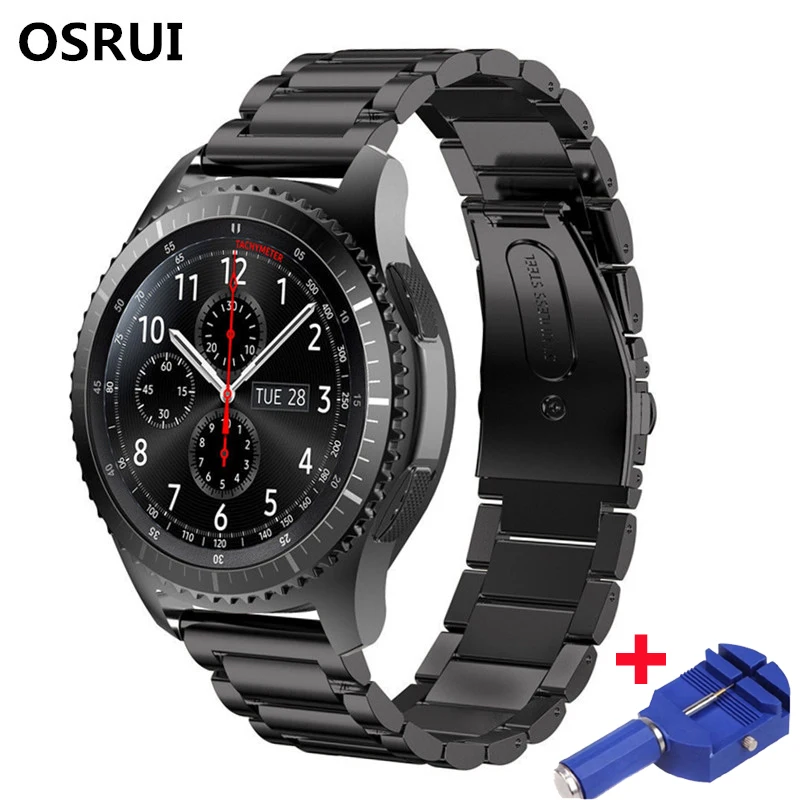 Ремешок из нержавеющей стали для samsung gear S3 Frontier Galaxy Watch 46 мм 42 мм Классический 22 мм ремешок для часов браслет ремень amazfit bip ремень