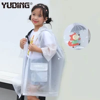 yuding cute animal print children raincoat with schoolbag boys girls students rainwear outdoors waterproof plastic rain jacket