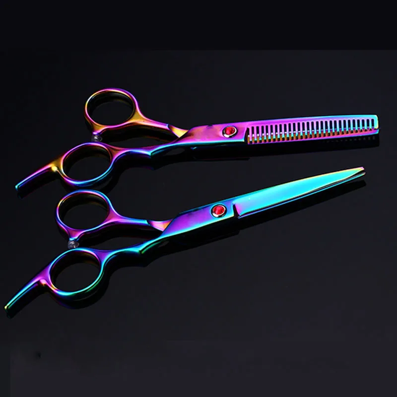 6 дюймов красочные ножницы для волос Резка истончение парикмахерский инструмент