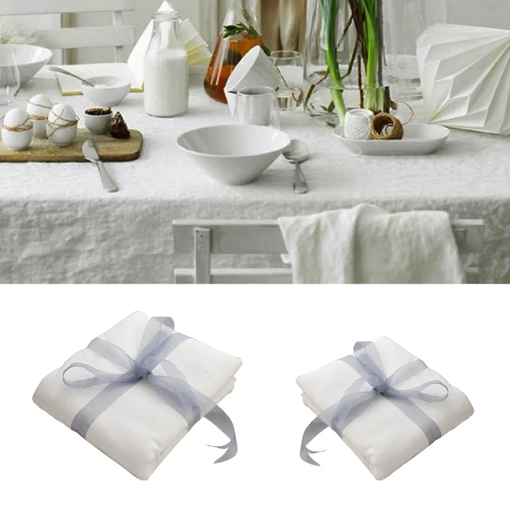

White Party Cover Cloth Tablecloth Pure Color Rectangular Table Cloth Elegant Waterproof Cotton Table Cover Tea Table Cloth