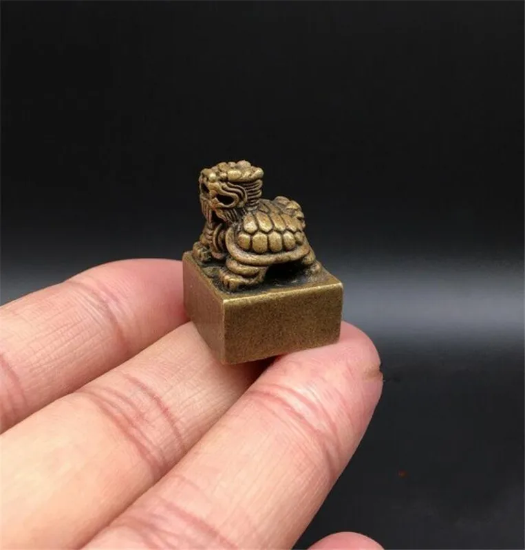 Медная сборная китайская латунная резная статуя животного черепаха дракона