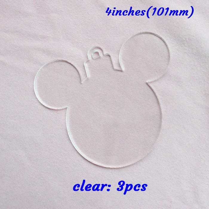 clear(4in)-3pcs 101 мм акриловые рождественские метки для головы мыши рождественские украшения монограмма мышь дерево метки прозрачный блеск лазерный вырез 4inches-AC1035 - Цвет: clear(4in)-3pcs