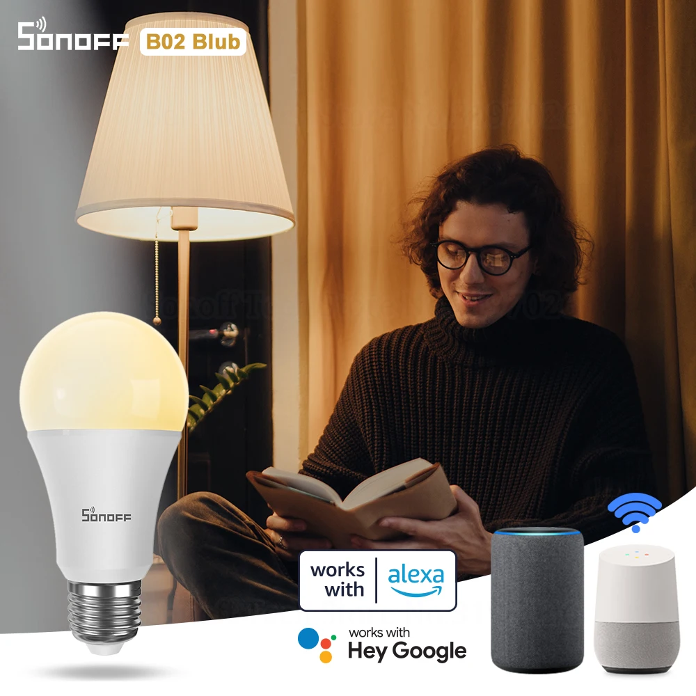 Умсветодиодный ная лампа ITEAD SONOFF B02 с Wi-Fi E27 RGB регулируемая регулировкой