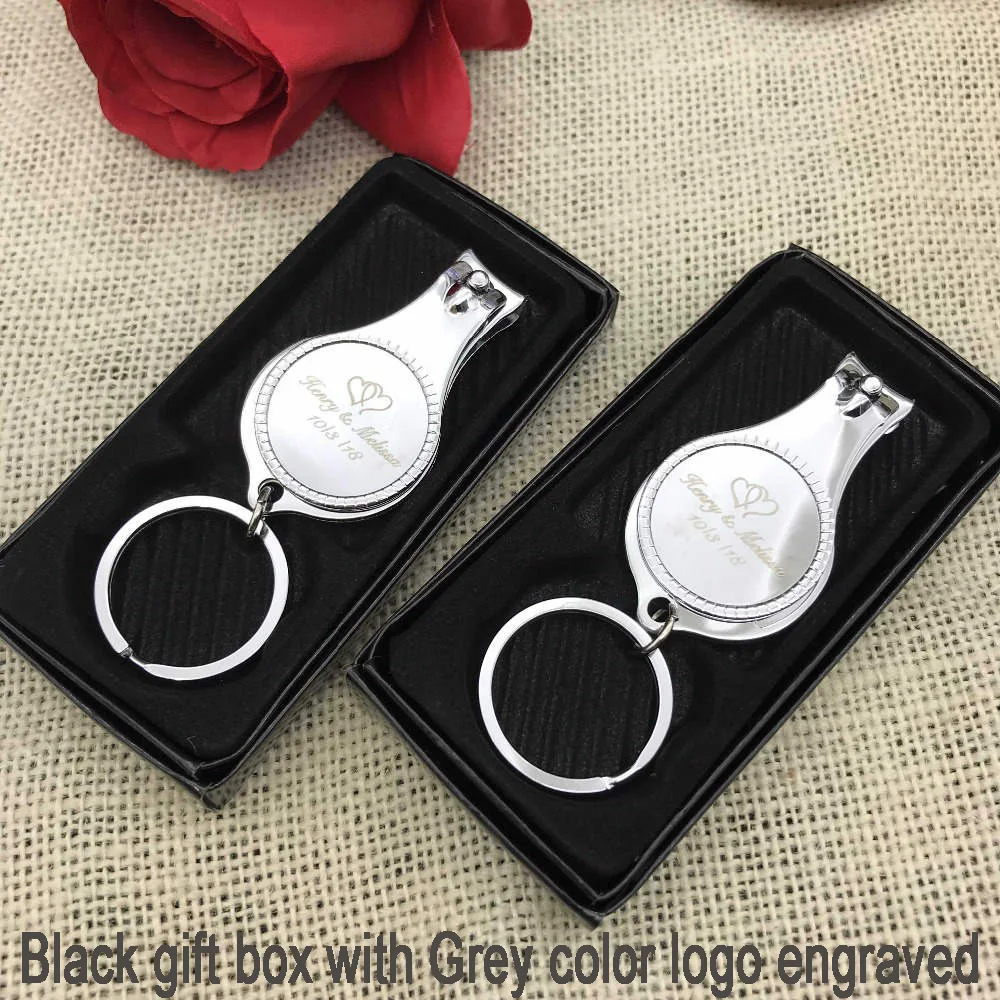 in Black gift box ZJD50Pcs Персонализированные Свадебные сувениры для гостей Индивидуальные свадебные сувениры многофункциональный штопор/брелок/кусачки для ногтей - Цвет: in Black gift box