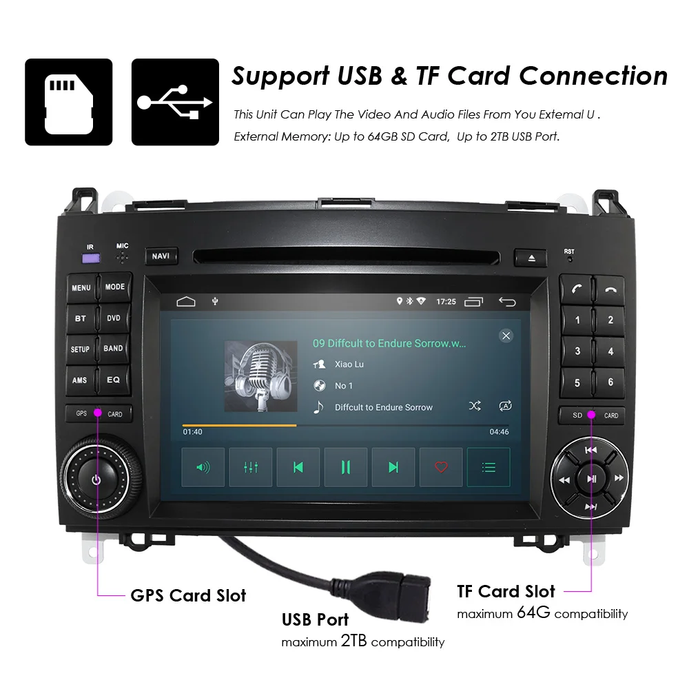 7-дюймовый автомобильный DVD-плеер для Mercedes Benz B200 A B Class W169 W245 Viano Vito W639 Sprinter W906 Радио