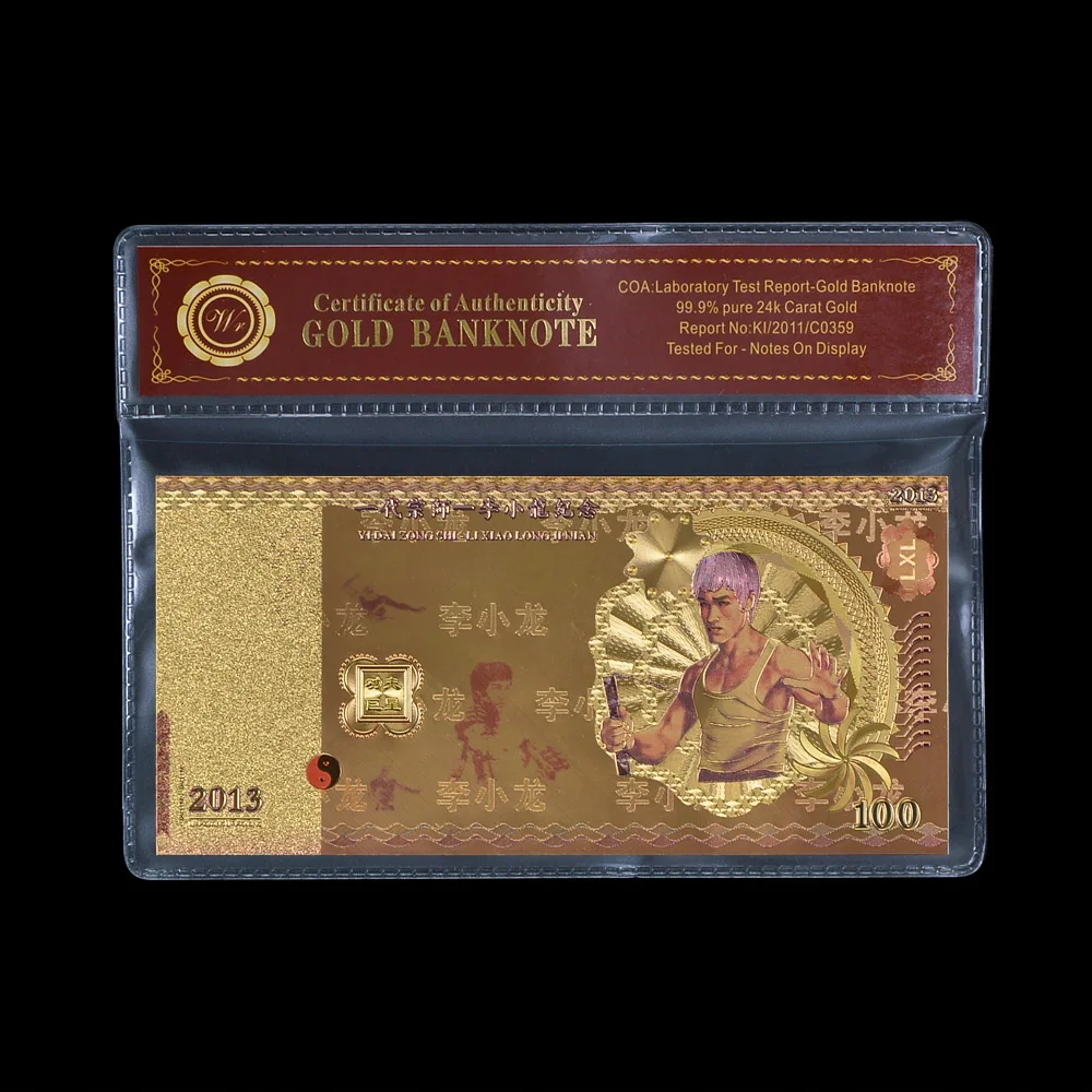 Hot Sale New Metal Gold Banknote Bruce Lee 100 Fancy Foil Colored | Дом и сад