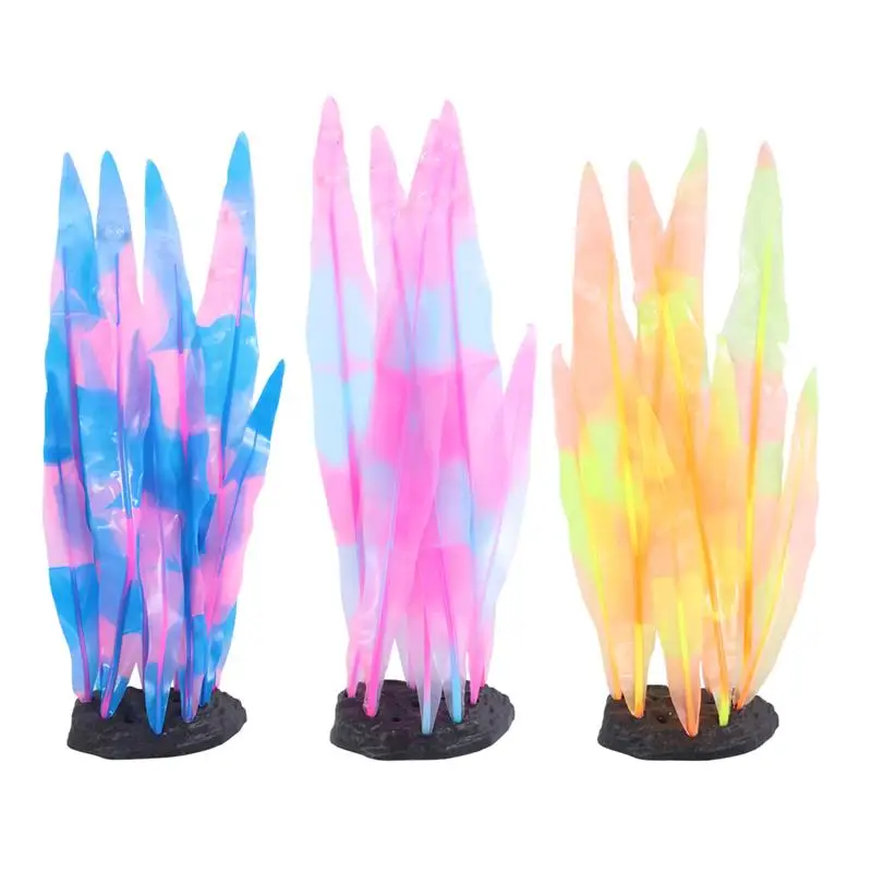 

Aquarium Decoration Plants Simulation Artificial Water Grass Fish Tank Decor Silicone Kelp Ornament Luminous Landscape
