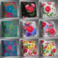 flower double side print cushion cover polyester decorative for sofa seat soft throw pillow case cover 45x45cm home decor