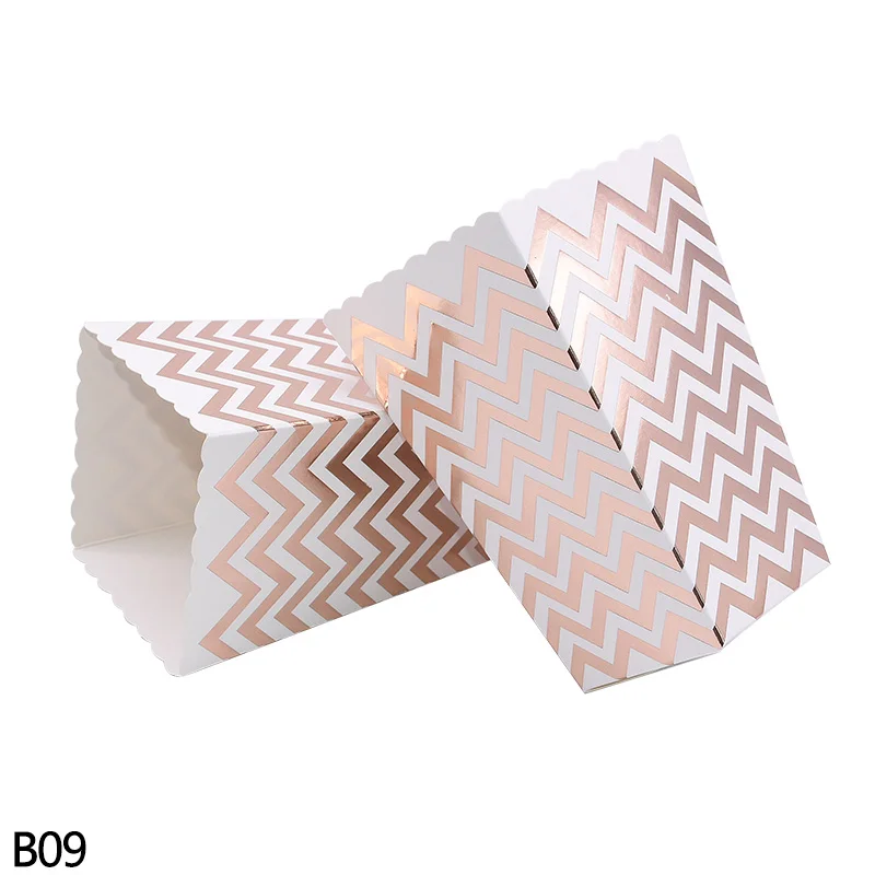 B09 rose gold wave 6/12 шт цвета: золотистый, серебристый горошек в волнистую полоску Бумага ведро для попкорна попкорн конфеты/закусок сумка рождественское платье на свадьбу для детей, День рождения украшения - Цвет: B09 rose gold wave