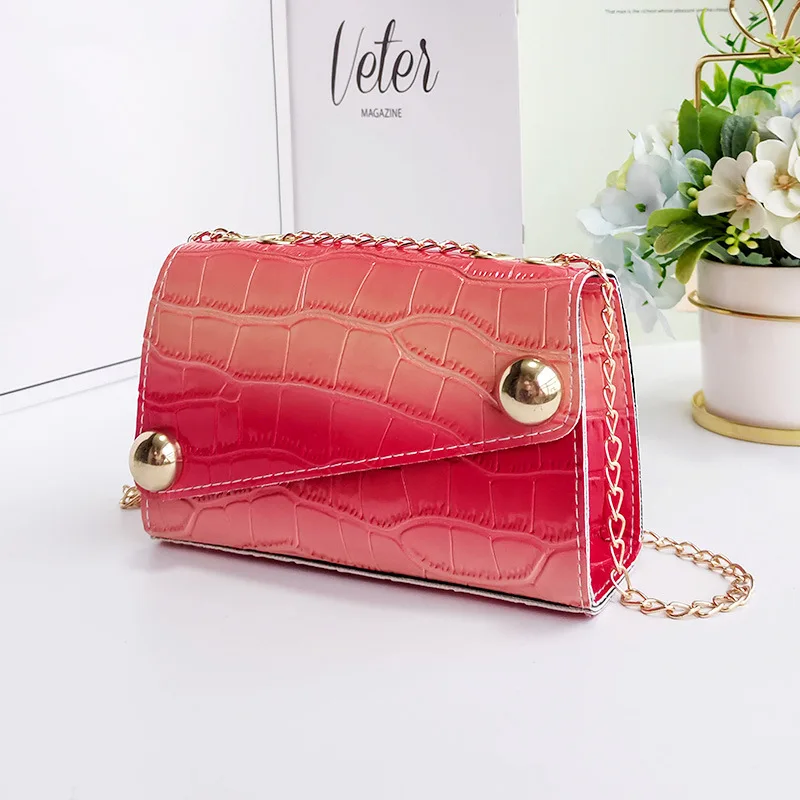 

Women's Shoulder Bag Trendy Fashion Gradient Color Pouch Cover Type Chain Small Square Bag 2021 Summer Ladies Crossbody Purse