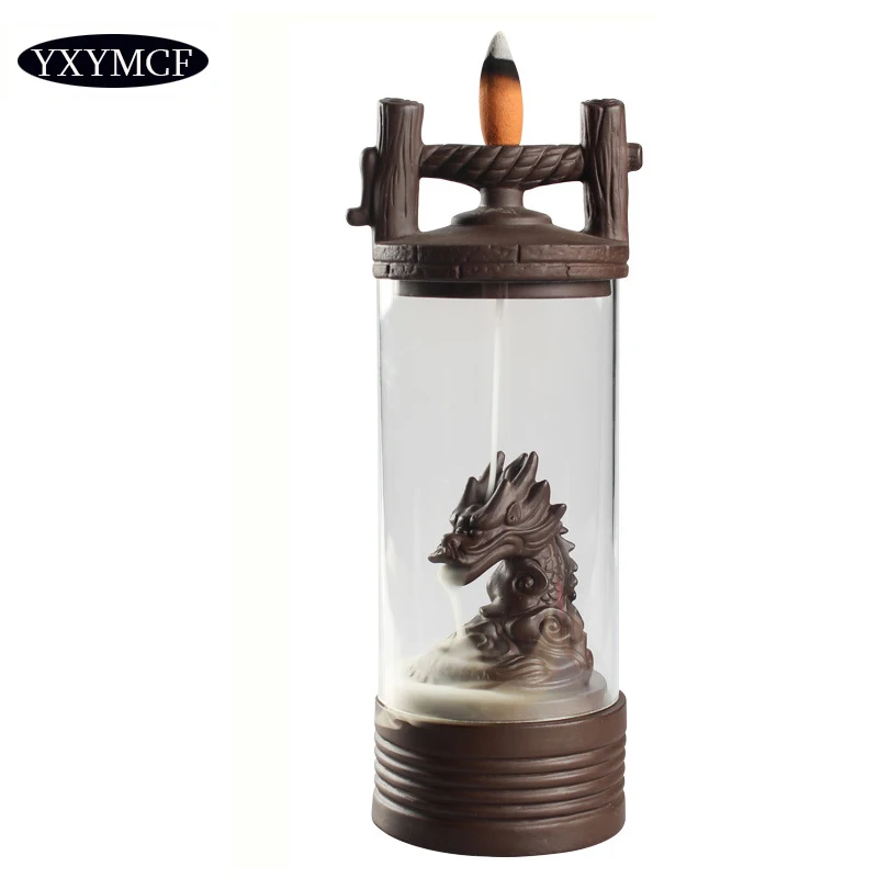 Задний ладан горелка Дракон благоприятный стеклянный чехол Tearoom украшения