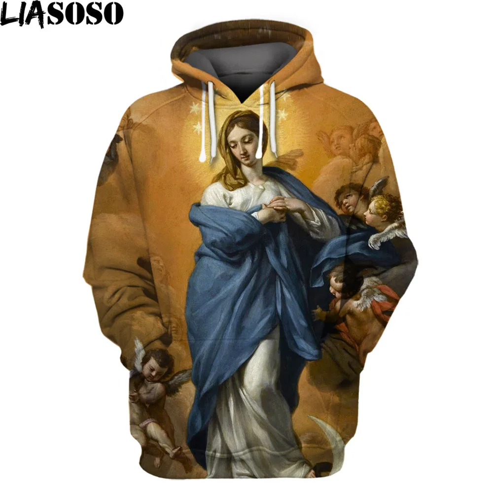 

LIASOSO Our Lady Of Guadalupe Virgin Mary Mexico 3D Hoodies Men Women Harajuku Vintage Pullover Sweatshirt Streetwear Jacket