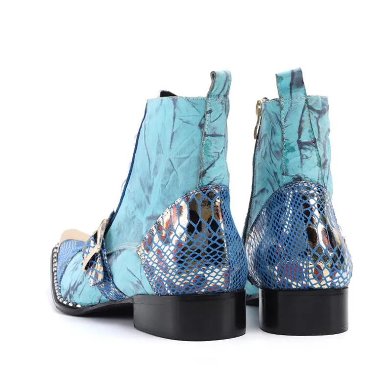 Ботильоны мужские из натуральной кожи ковбойские мотоциклетные Полусапоги на