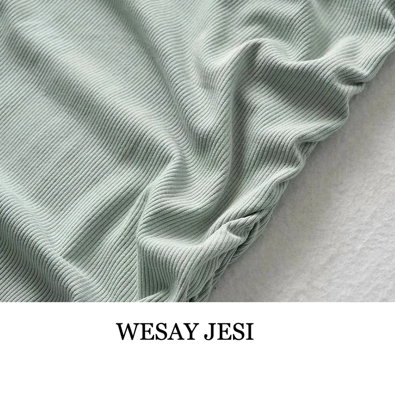 

WESAY JESI 2020 Spring Women One Shoulder Rib Bodycon Tight-fitting Dress With Ruched Sides Sexy Night Club Dresses For Women