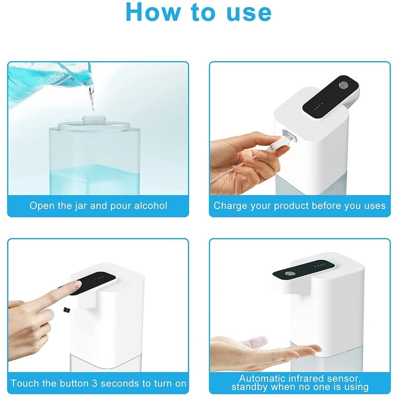 400Ml Capacity Automatic Soap Dispenser Infrared Hand Rechargeable Spary Convenient | Обустройство дома