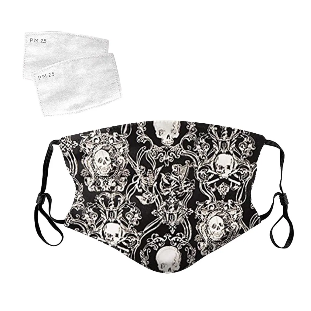 

5pc Mask 10filter Skull Unisex Half Washable Face Mouth Cover Masks Outdoors Sunscreen Practical And Stylish Dustproof Masque