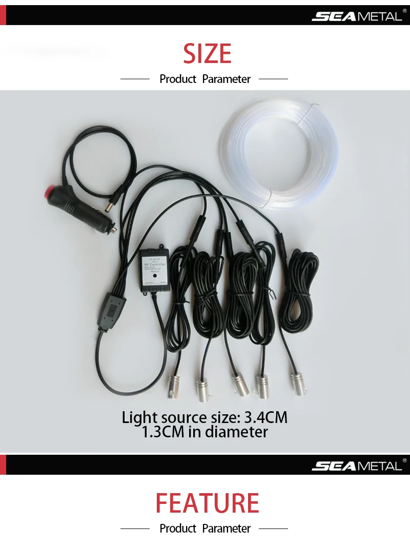Car EL Neon Strip 6M Sound Control Light RGB LED Decorative Car Ambient Light Auto Atmosphere Lamps With A 12V Lighter&USB Line