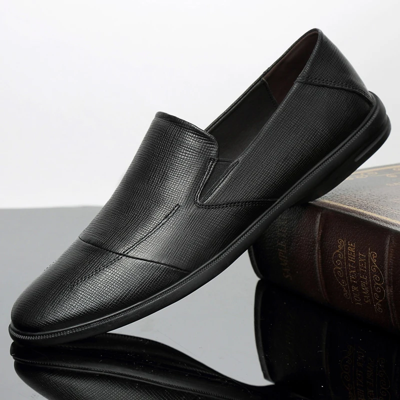 

Men's Genuine Leather Business Shoes Black Luxury Design Formal Dress Men Flats Wedding Party Dress Shoes