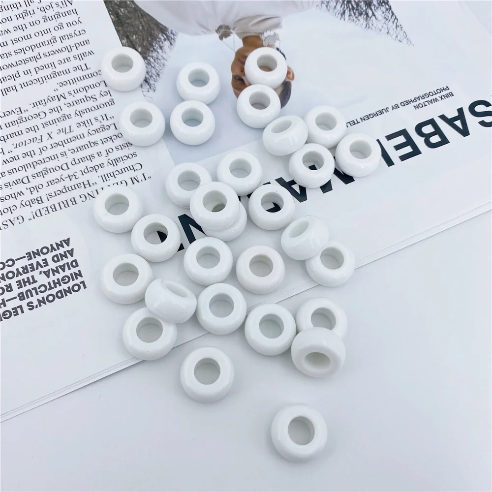 

New Acrylic Solid Color Beads Large Hole Flat Beads For Making Jewelry Diy Charms Bracelet Necklace Earrings Accessories
