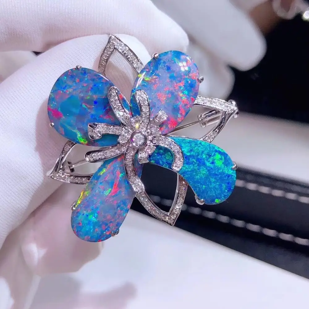 Женская Брошь из 18 каратного золота с опалом 100% карата|Украшения для волос броши