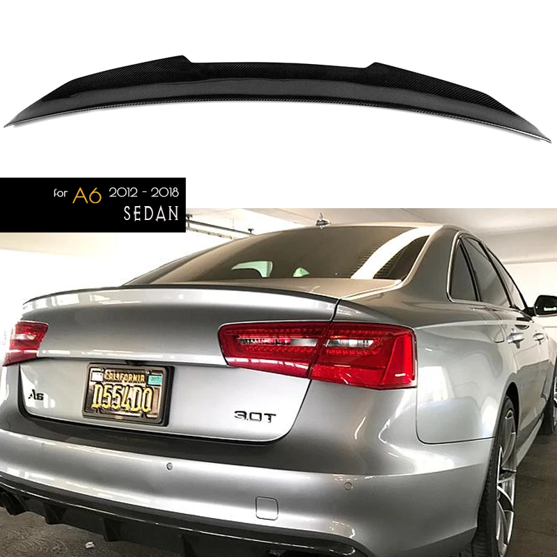 

3*3 Real Carbon Fiber Trunk Spoiler Rear Wing Add-On Car Accessory Fit for Audi A6 C7 (2012 - 2018) 4-Door Sedan